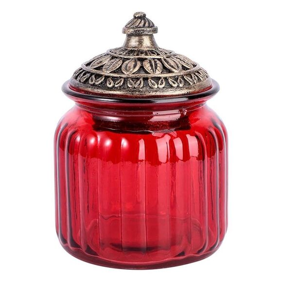 NIB! Luxshiny Red Baroque Airtight Glass Canister - Picture 1 of 7